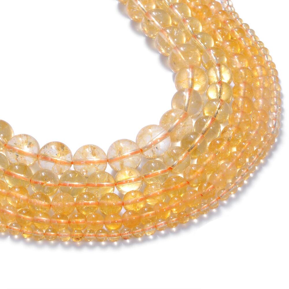 8212 6MM Citrine Beads Round Smooth Natural Yellow Crystal Gemstone Beads